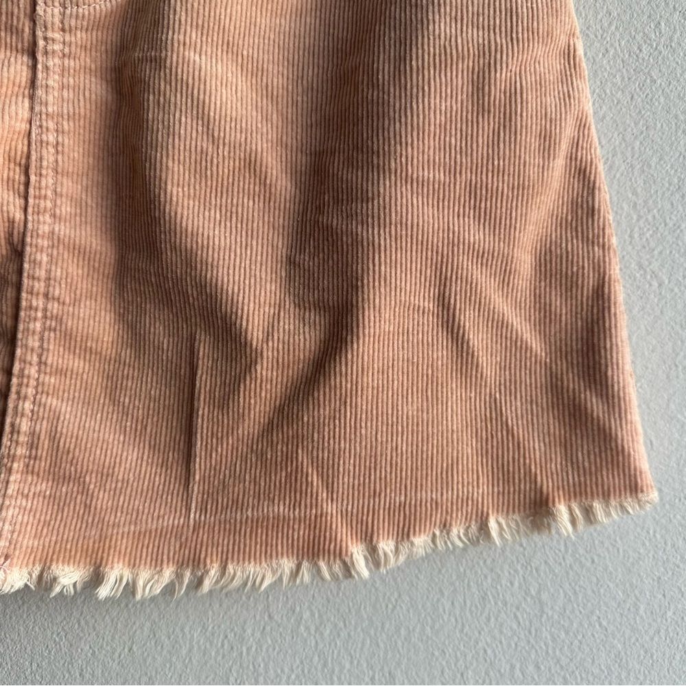 Brandy Melville Corduroy High Rise Raw Hem Denim Mini Skirt in Dusty Pink - Picture 9 of 10